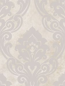 Seabrook Designs NE50108 Nouveau Luxe Silver Vogue Damask Wallpaper